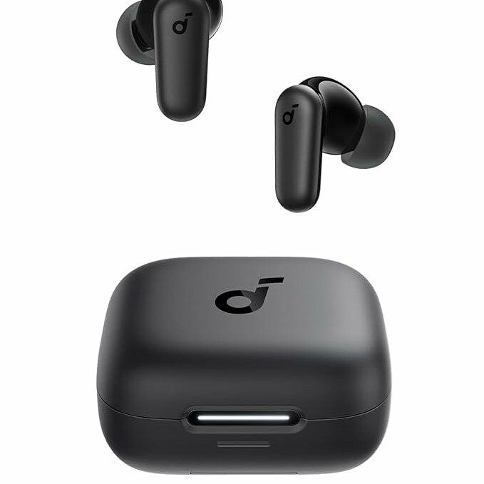 R50i NC by Anker Noise Cancelling Earbuds, Strong and Smart Noise Cancelling, Powerful Bass, 45H Playtime, 2-in-1 Case and Phone Stand, IP54, Wireless Earbuds, Bluetooth 5.4, App Control Black-meilleur prix tunisie