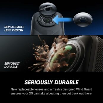 Insta360 X5 - Waterproof 8K 360° Action Camera, Leading Low Light, Invisible Selfie Stick Effect, Rugged and Replaceable Lens, 3-Hour Battery, Built-in Wind Guard, Stabilization, Triple AI Chip Design-meilleur prix tunisie