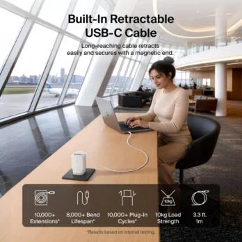 Belkin BoostCharge Pro avec câble rétractable intégré 67 W, 2 ports-meilleur prix tunisie